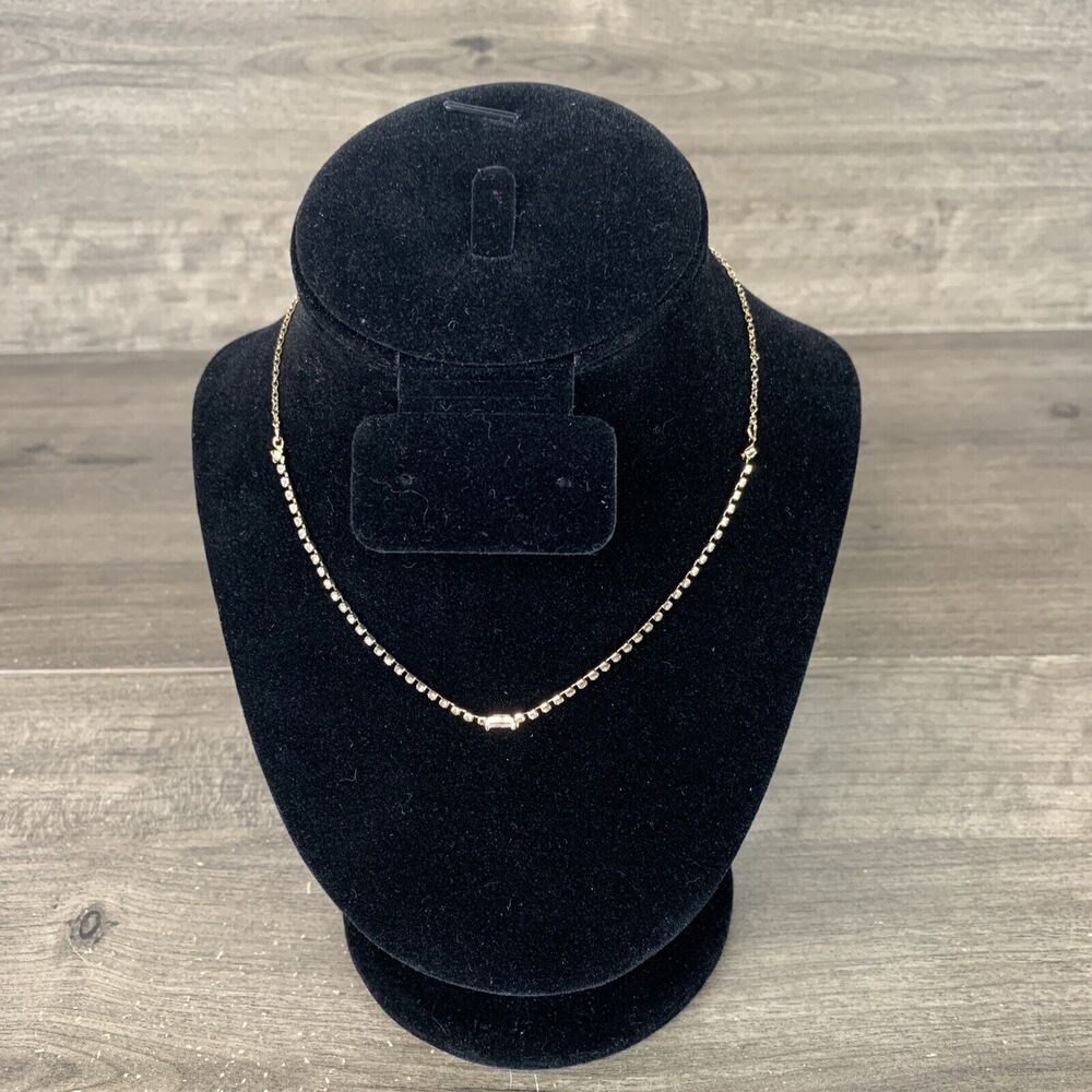 Nordstrom Rack CZ Crystal Chain Choker Adjustable Gold Tone Necklace